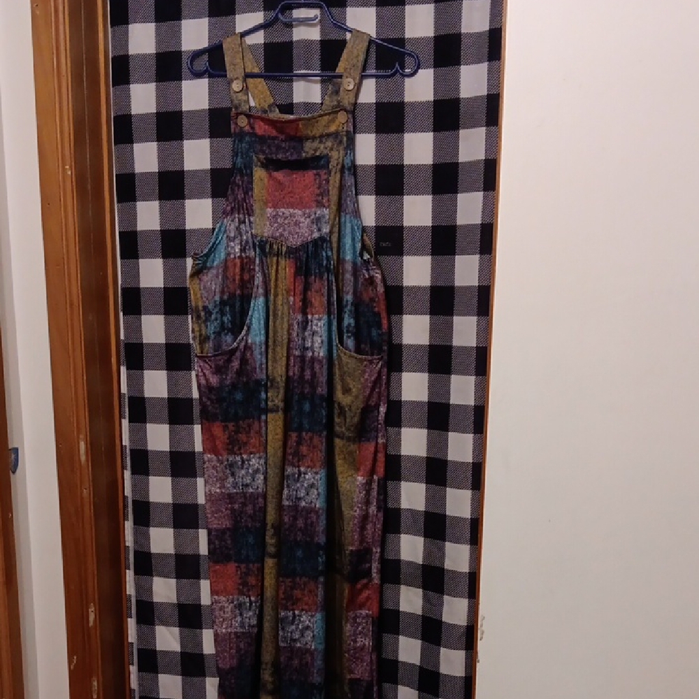Multicolor Patchwork Wide Leg Jumpsuit